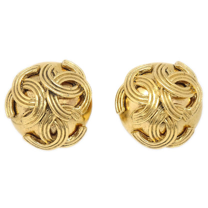 CHANEL 1994 Triple CC Button Earrings 52022