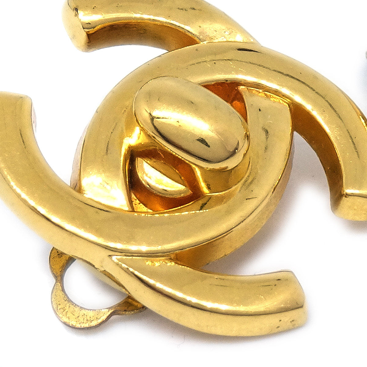 CHANEL Turnlock Earrings Gold 95A 52026