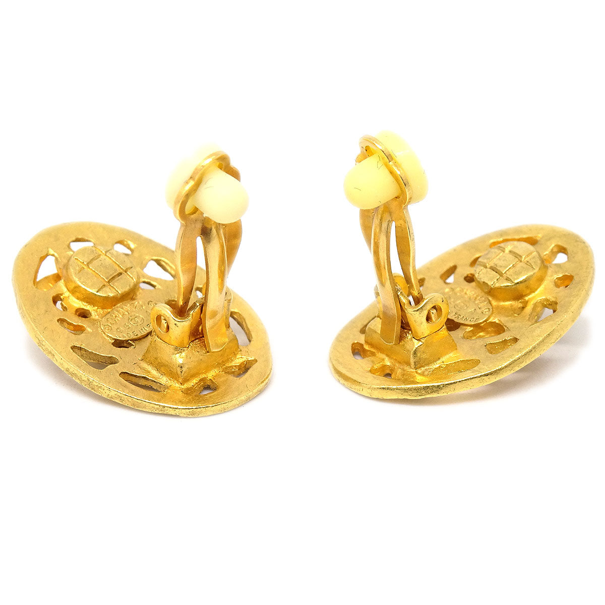 CHANEL 1995 Earrings Clip-On Gold 05289