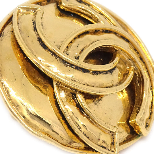 CHANEL 1994 Oval Earrings Clip-On Gold Medium AK35545j