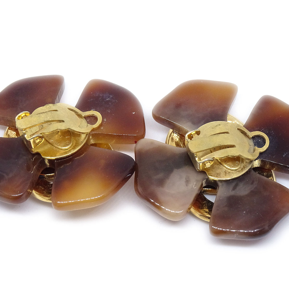 CHANEL★ Tortoiseshell Earrings Brown 94P 22530