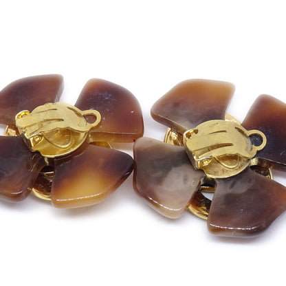 CHANEL★ Tortoiseshell Earrings Brown 94P 22530