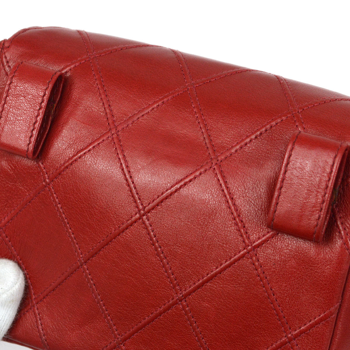 CHANEL 1991-1994 Red Lambskin Cosmoline Belt Bag #70 01308