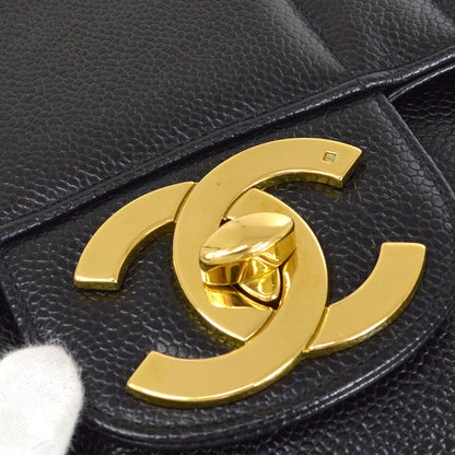 CHANEL 1991-1994 Vertical Classic Flap Jumbo Black Caviar 14120