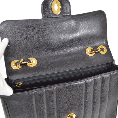 CHANEL 1991-1994 Vertical Classic Flap Jumbo Black Caviar 14120