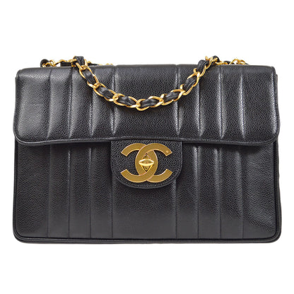 CHANEL  Black Caviar Vertical Classic Flap Jumbo 14367