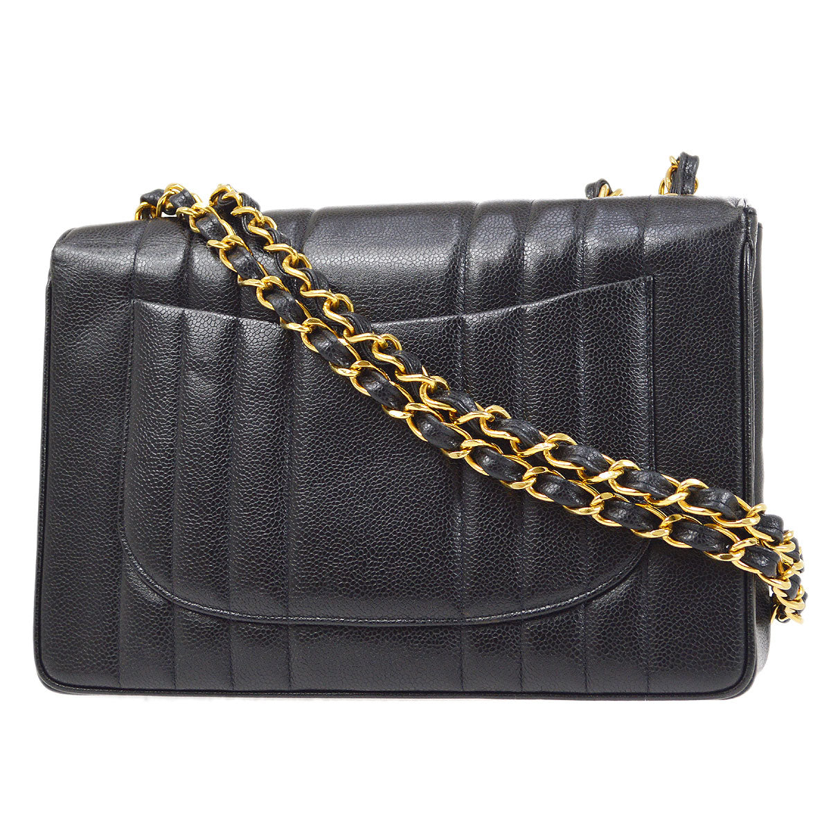 CHANEL  Black Caviar Vertical Classic Flap Jumbo 14367