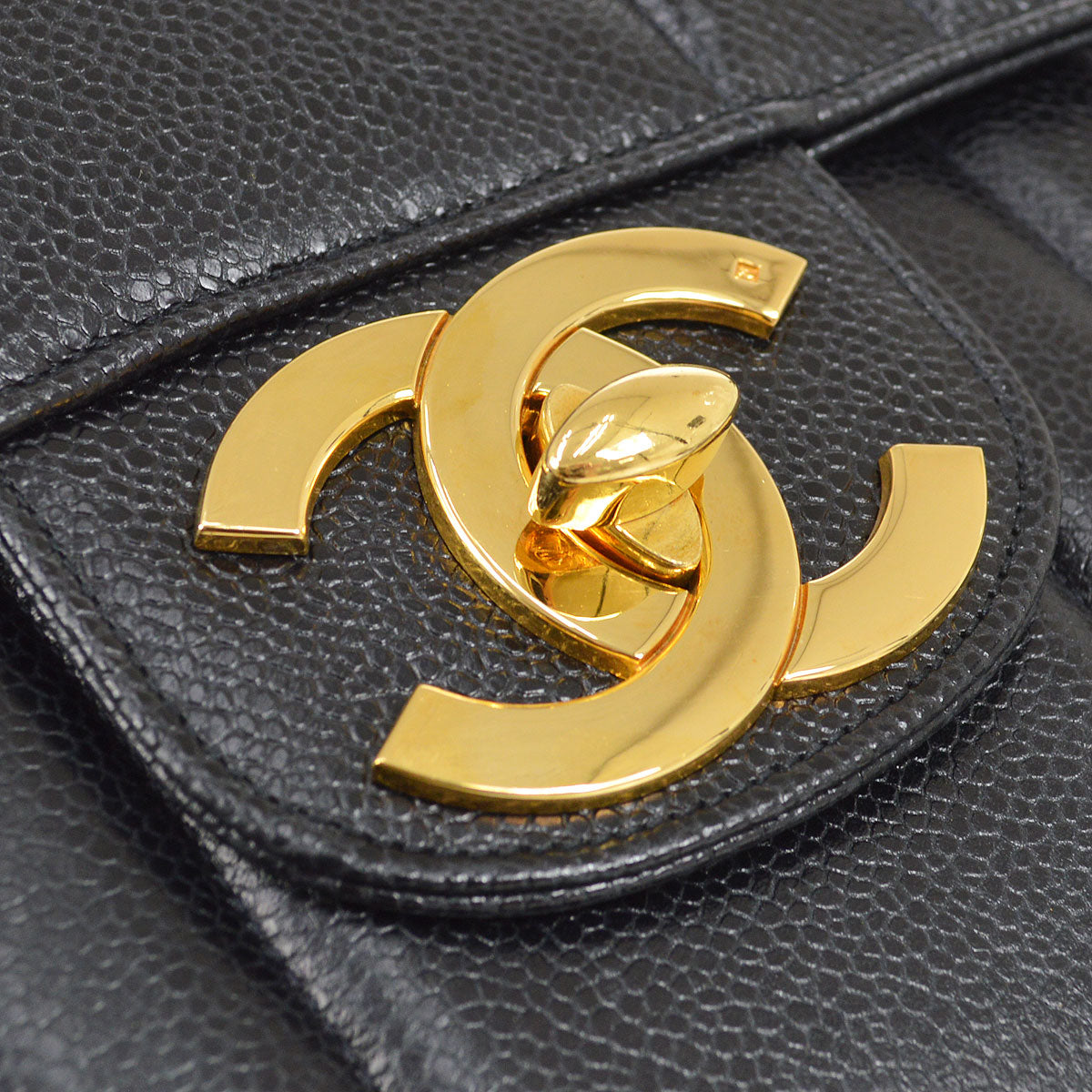 CHANEL  Black Caviar Vertical Classic Flap Jumbo 14367