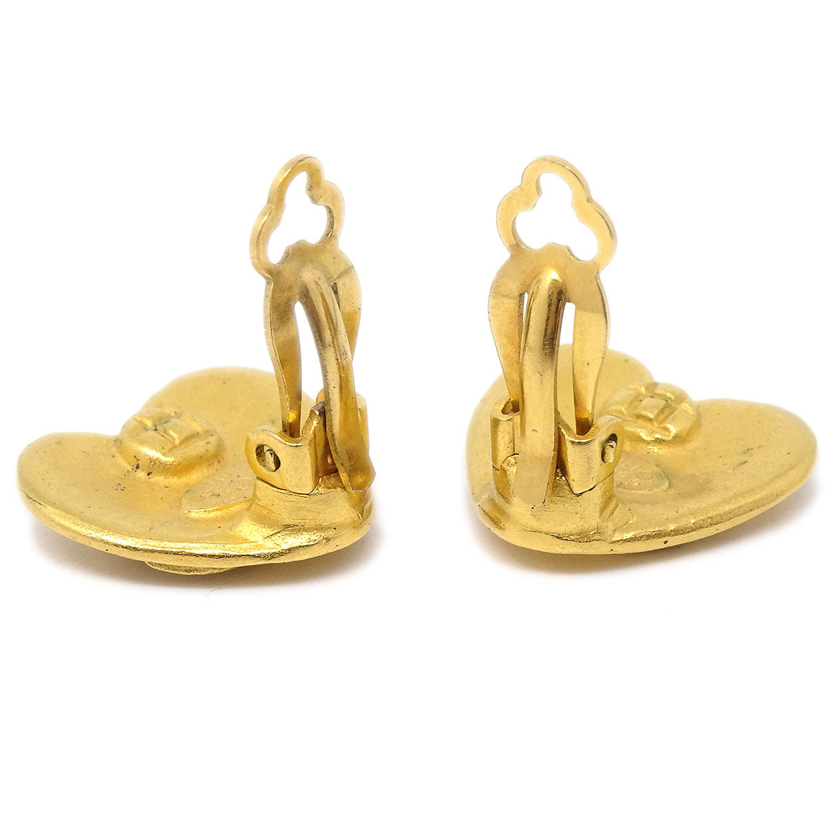 CHANEL Heart Earrings Gold 95P 93595