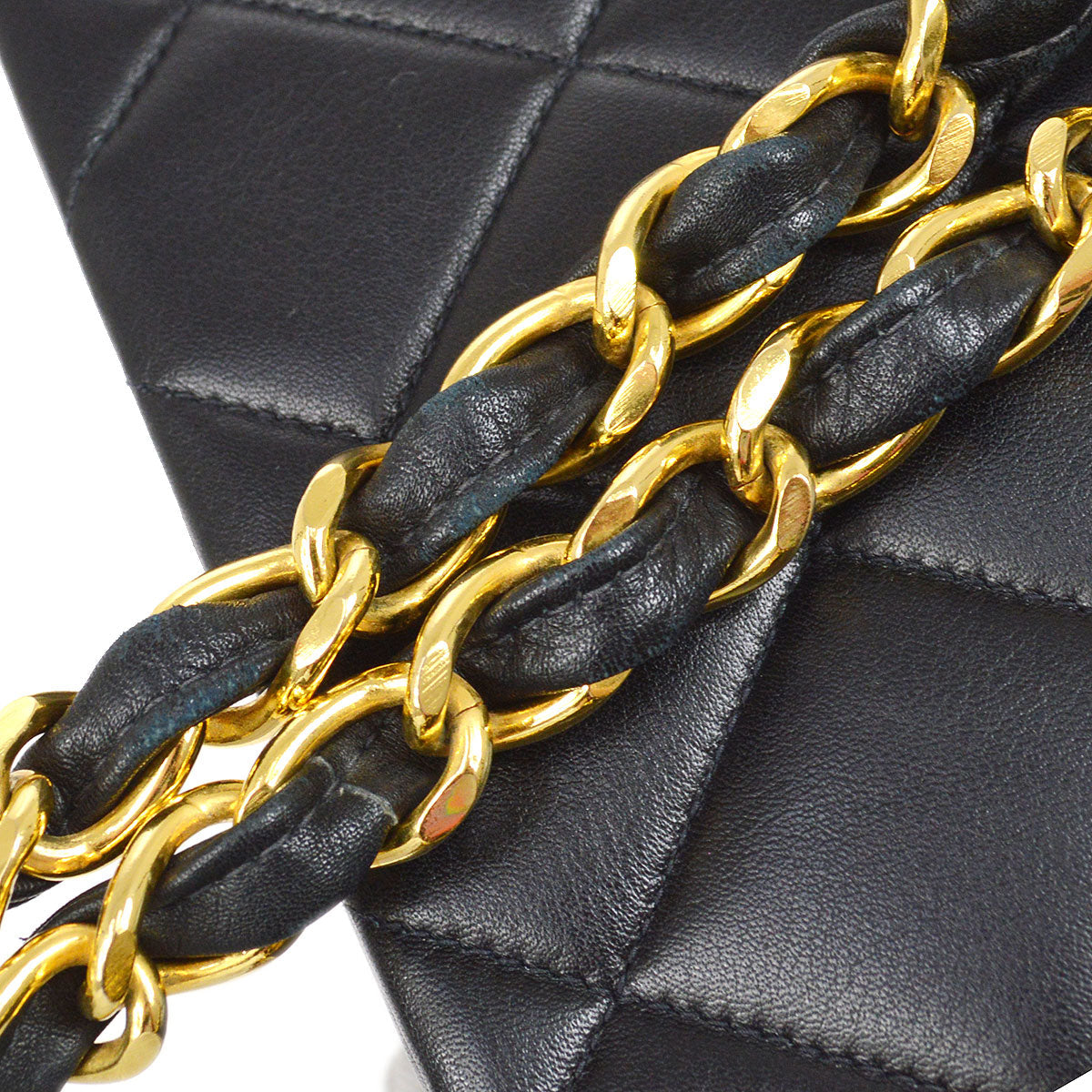 CHANEL 1991-1994 Chain Shoulder Bag Black Lambskin 93602