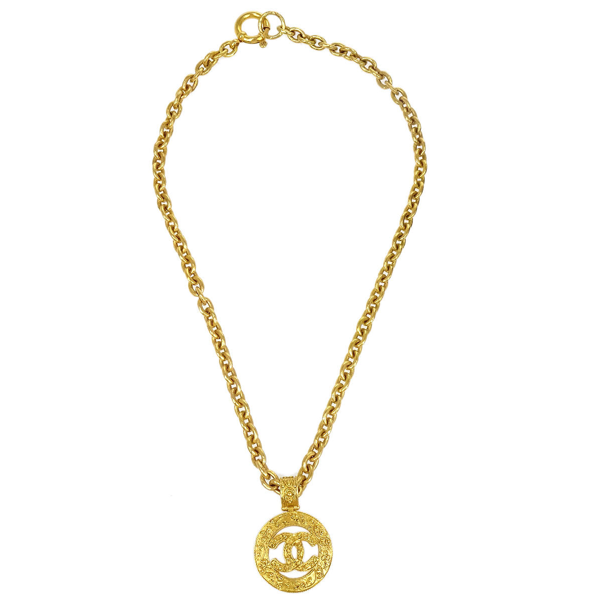 CHANEL Medallion Gold Chain Necklace 94A 94205