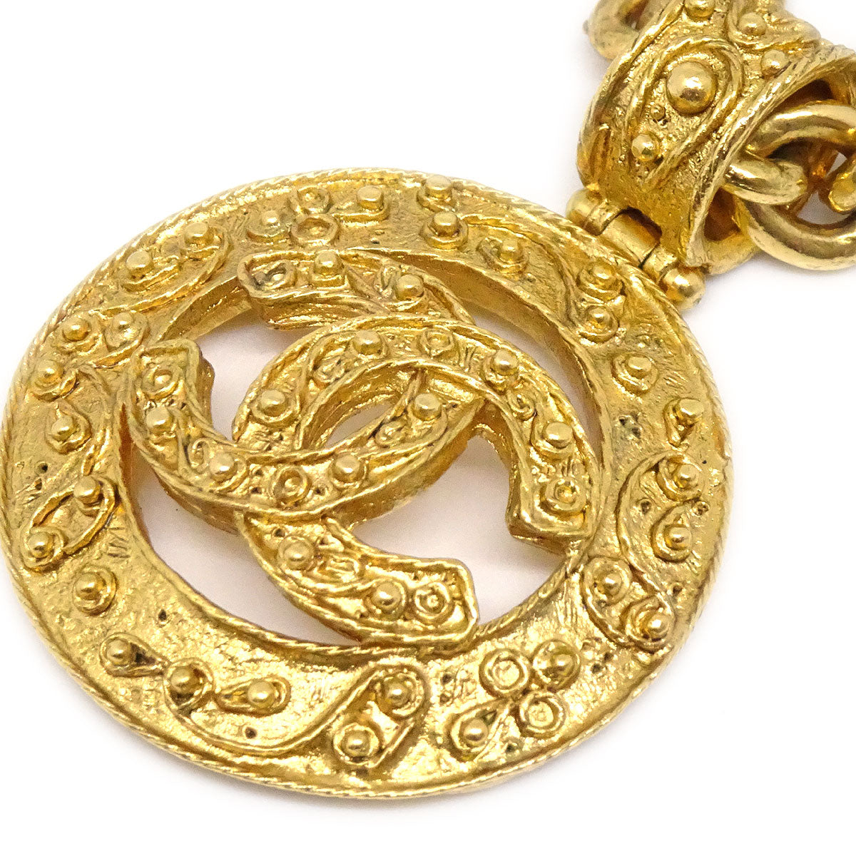 CHANEL Medallion Gold Chain Necklace 94A 94205