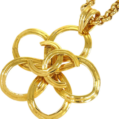 CHANEL 1996 Flower Gold Chain Pendant Necklace 74603