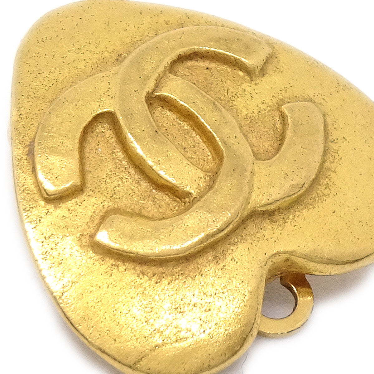 CHANEL Heart Earrings Clip-On Gold 95P 94723