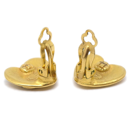 CHANEL Heart Earrings Clip-On Gold 95P 94723