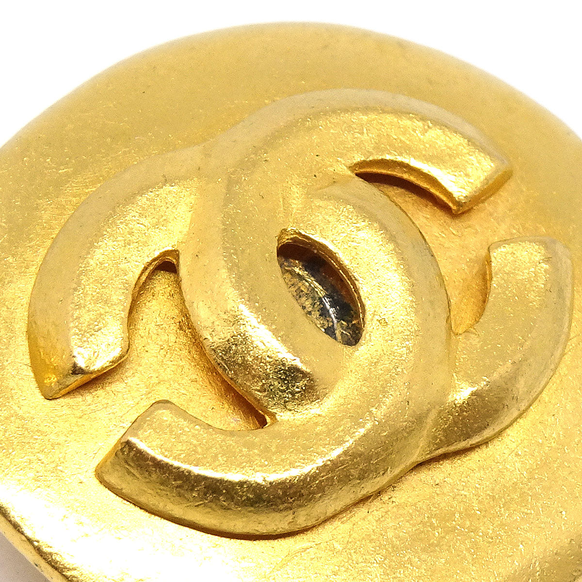 CHANEL 1996 Button Earrings Clip-On Gold Medium 64476