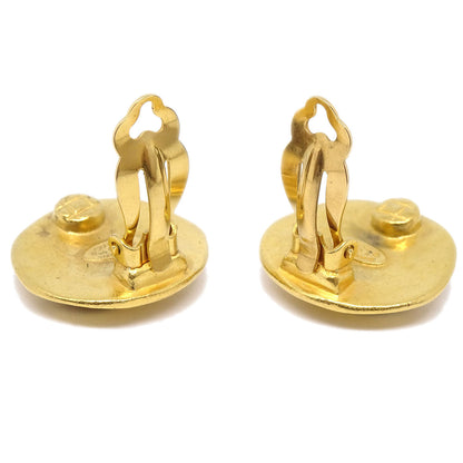 CHANEL 1996 Button Earrings Clip-On Gold Medium 64476