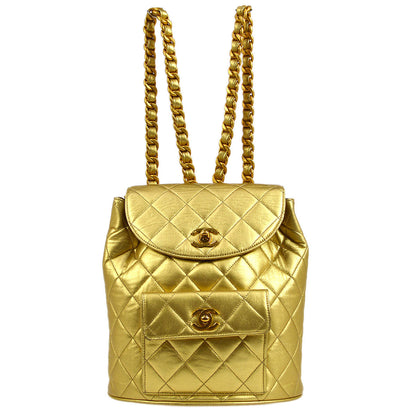 CHANEL 1991-1994 DUMA Backpack Medium Gold Lambskin 34093