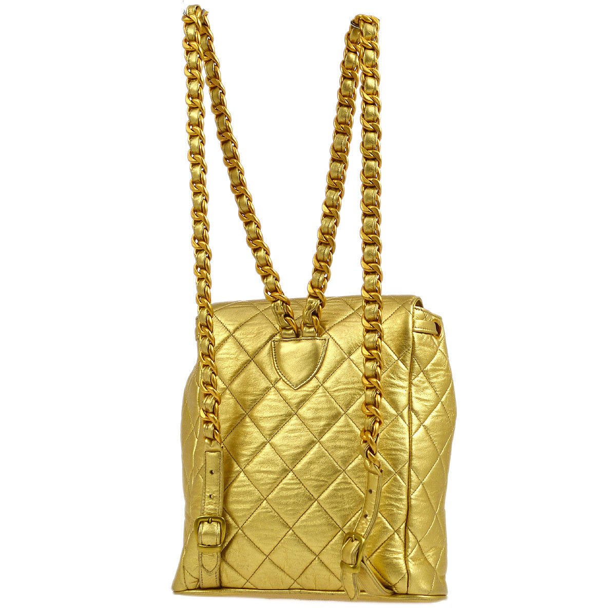 CHANEL 1991-1994 DUMA Backpack Medium Gold Lambskin 34093