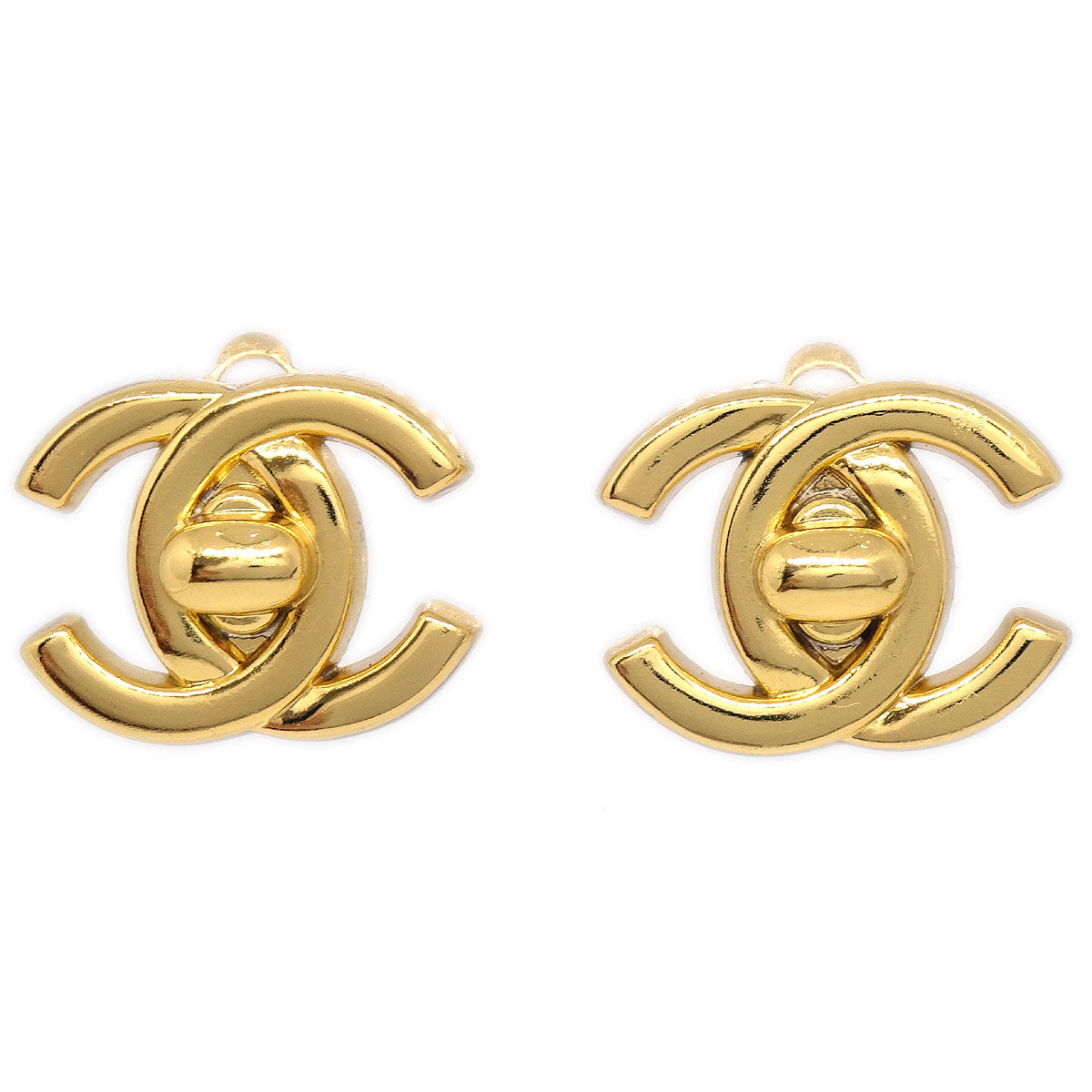 CHANEL 1996 Turnlock CC Earrings Small 75108