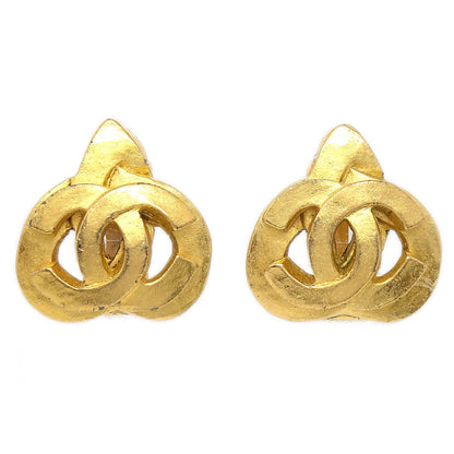 CHANEL 1997 Heart Earrings Gold Small 75115