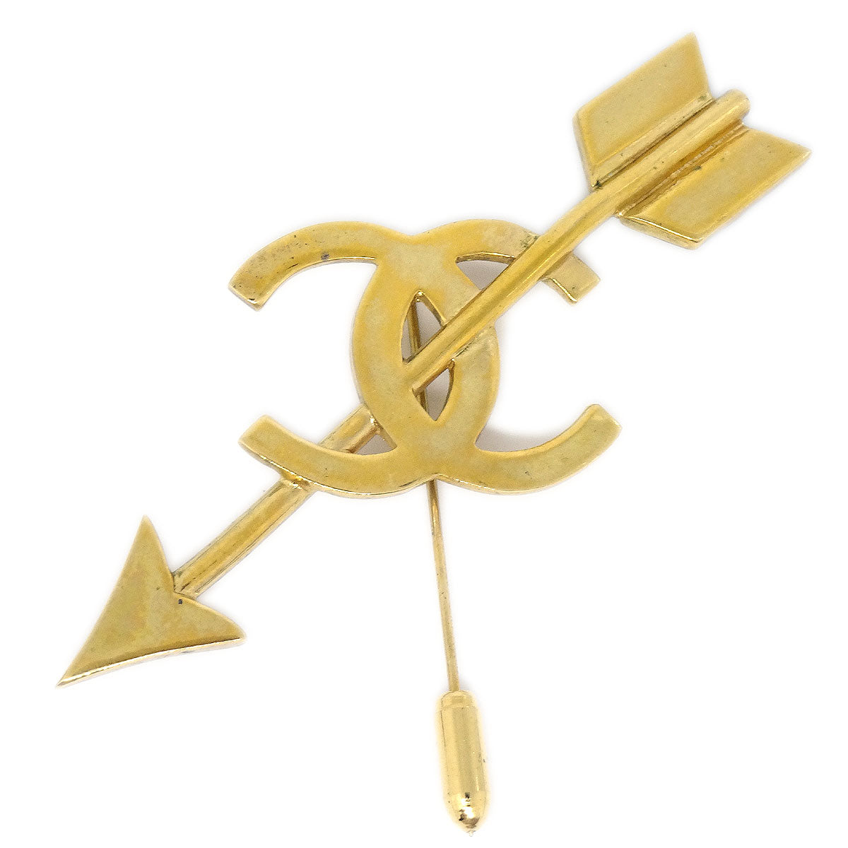 CHANEL 1993 Arrow CC Brooch Pin Gold 75162