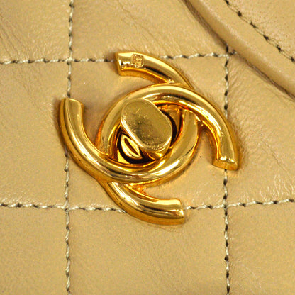 CHANEL 1989-1991 Beige Lambskin handbag mini 63966