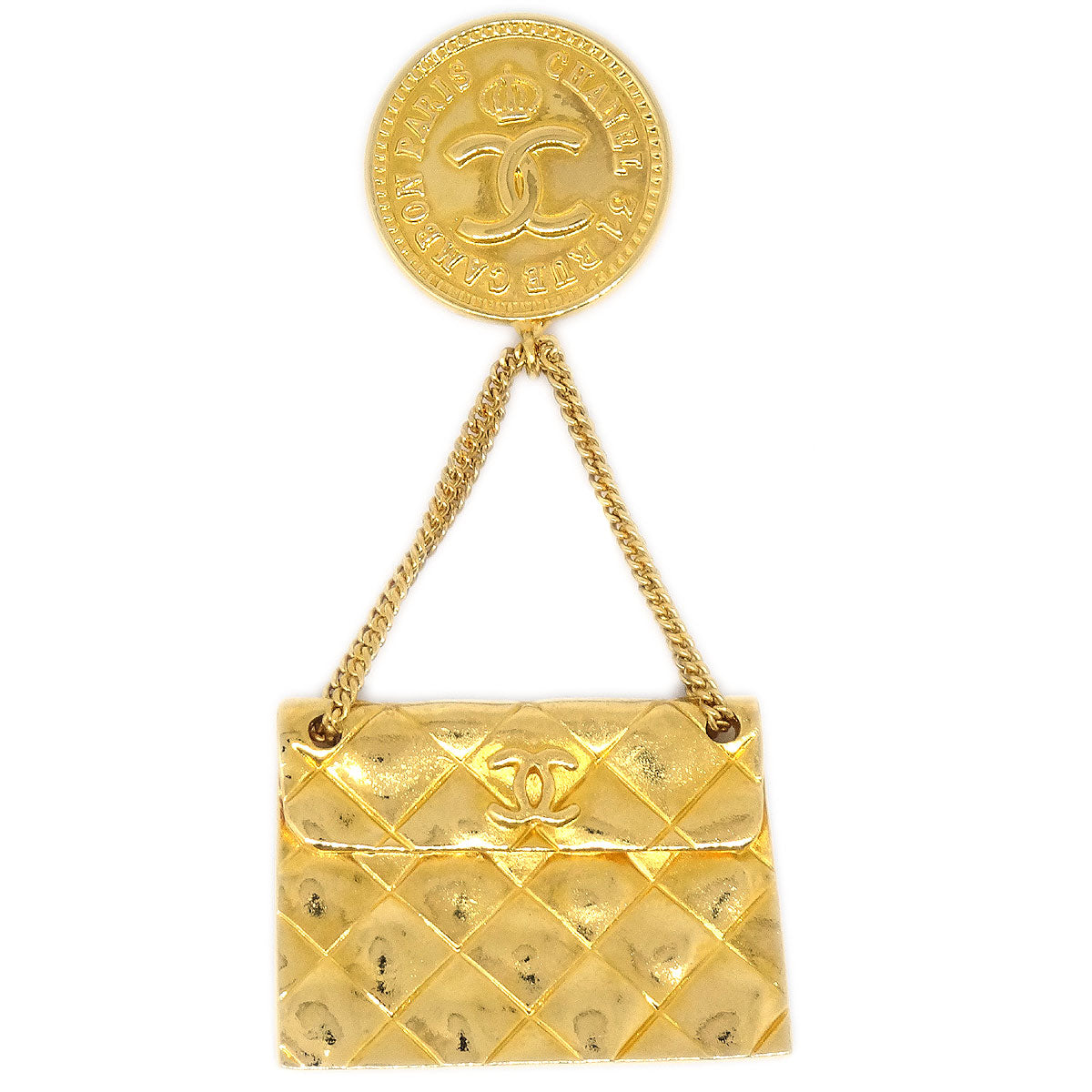 CHANEL 1993 Bag Brooch Gold 86126