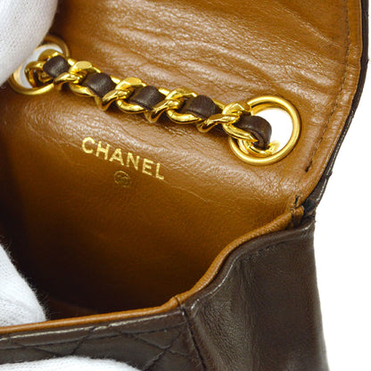 CHANEL Brown Lambskin Classic Flap Micro Belt Bag 63012