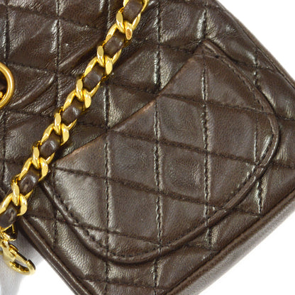 CHANEL Brown Lambskin Classic Flap Micro Belt Bag 63012