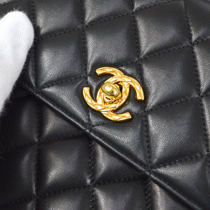 CHANEL 1991-1994 Black Lambskin Handbag 95671