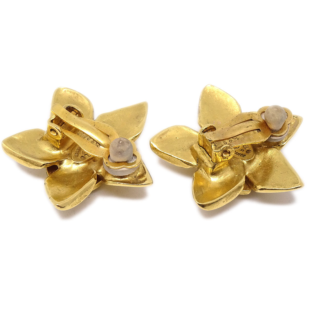 CHANEL 1996 Flower Earrings Clip-On Gold 65071