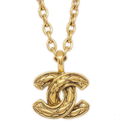 CHANEL Quilted CC Gold Chain Pendant Necklace 3858 95867