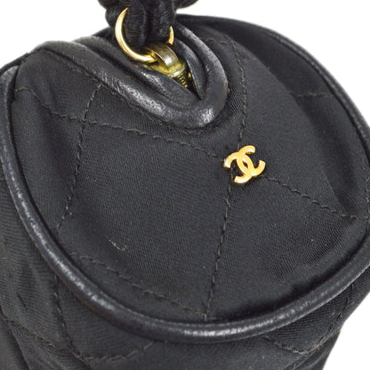 CHANEL 1986-1988 Oval Clutch Bag Black Satin AK25388j