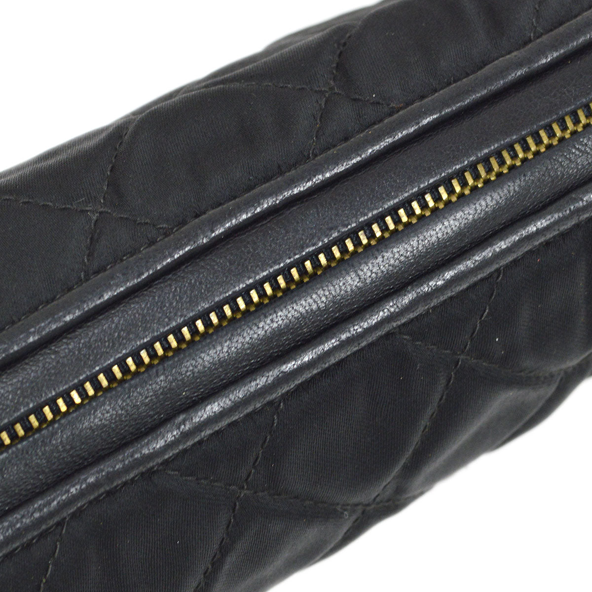 CHANEL 1986-1988 Oval Clutch Bag Black Satin AK25388j