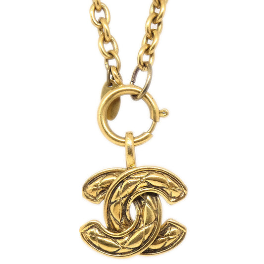 CHANEL Quilted CC Gold Chain Pendant Necklace 3857 65491