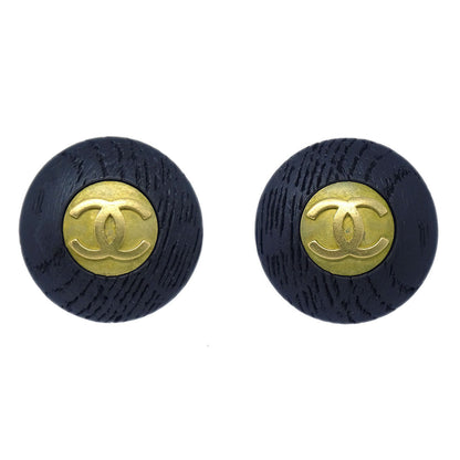 CHANEL 1994 Black & Gold CC Earrings 65504