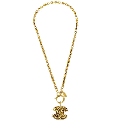 CHANEL Quilted CC Gold Chain Pendant Necklace 3857 65507