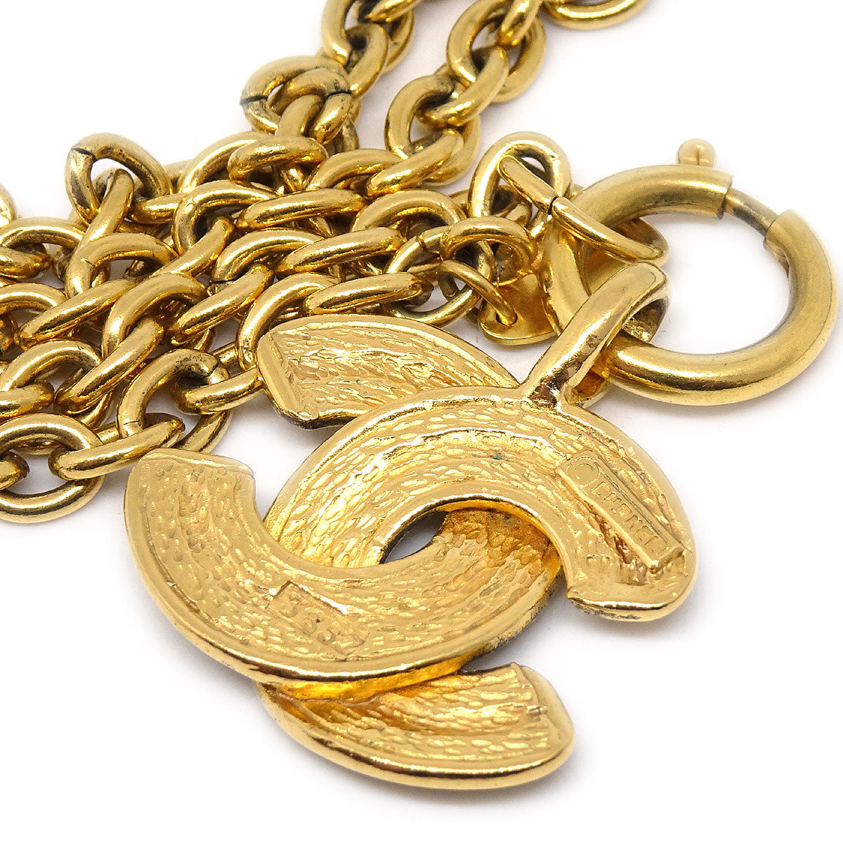 CHANEL Quilted CC Gold Chain Pendant Necklace 3857 65507