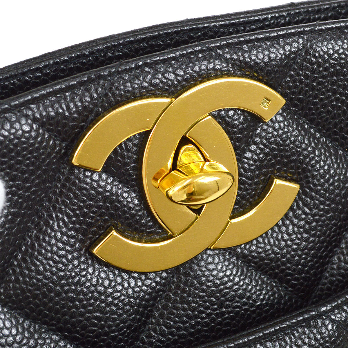 CHANEL 1991-1994 Big CC Chain Tote Bag Black Caviar 45123