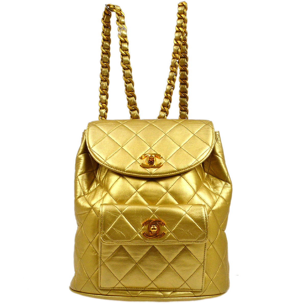 CHANEL 1991-1994 DUMA Backpack Medium Gold Lambskin BA01755b