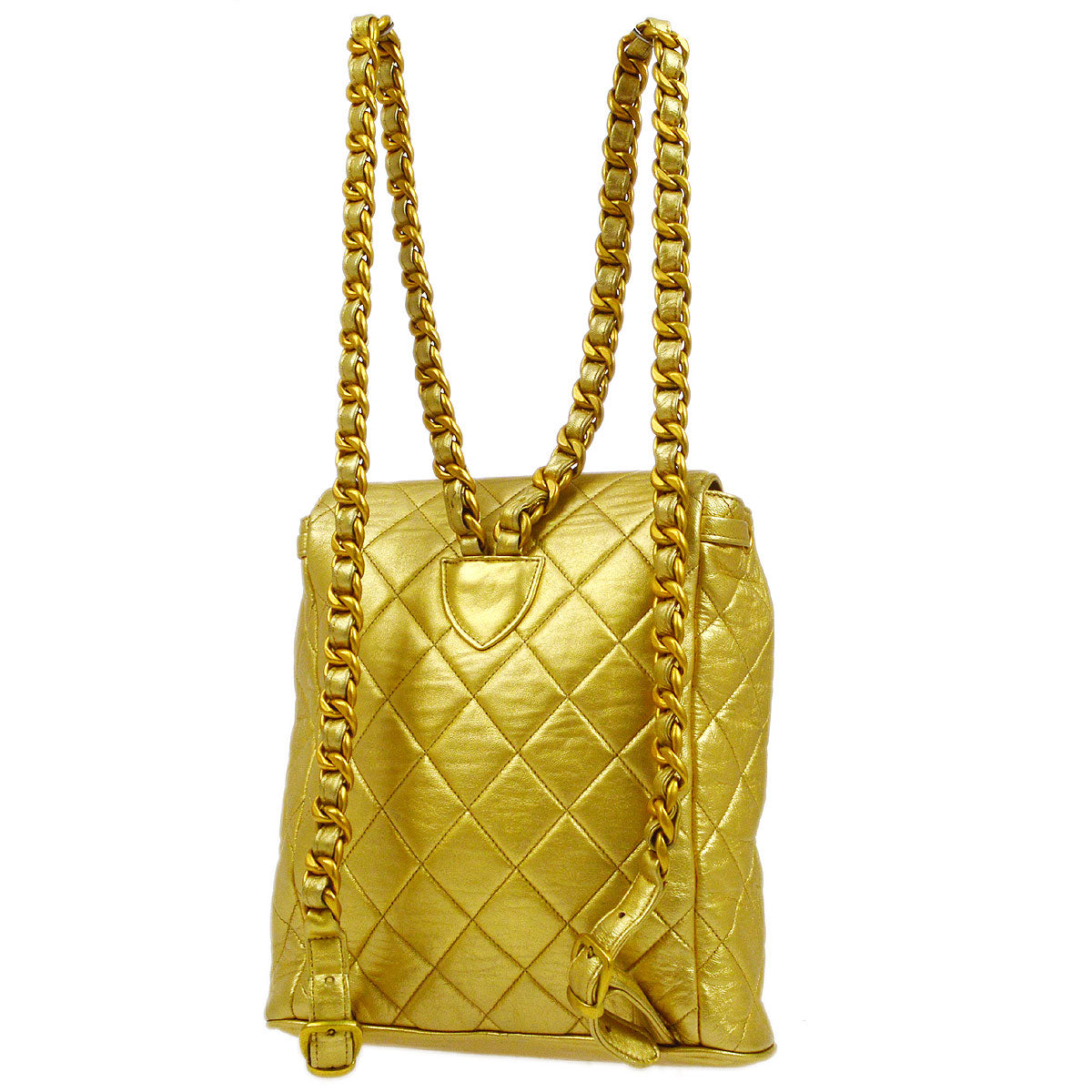 CHANEL 1991-1994 DUMA Backpack Medium Gold Lambskin BA01755b