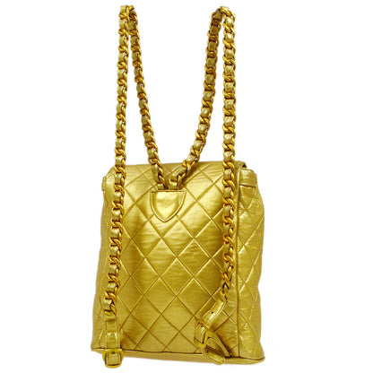 CHANEL 1991-1994 DUMA Backpack Medium Gold Lambskin BA01755b