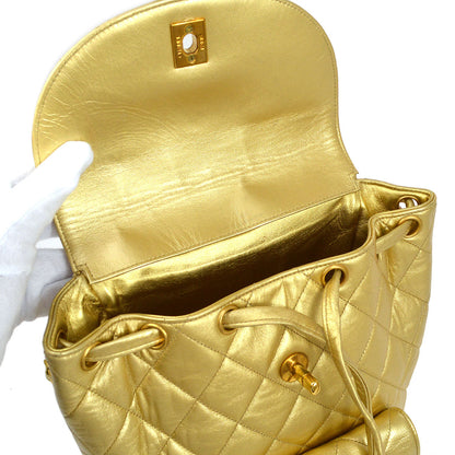 CHANEL 1991-1994 DUMA Backpack Medium Gold Lambskin BA01755b