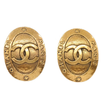 CHANEL 1993 Oval Earrings Clip-On Gold 2841 15696