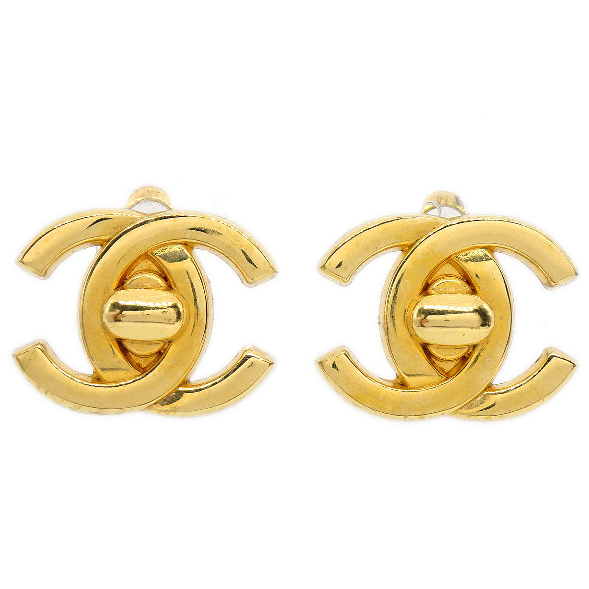 CHANEL 1995 CC Turnlock Earrings Gold AK35514k