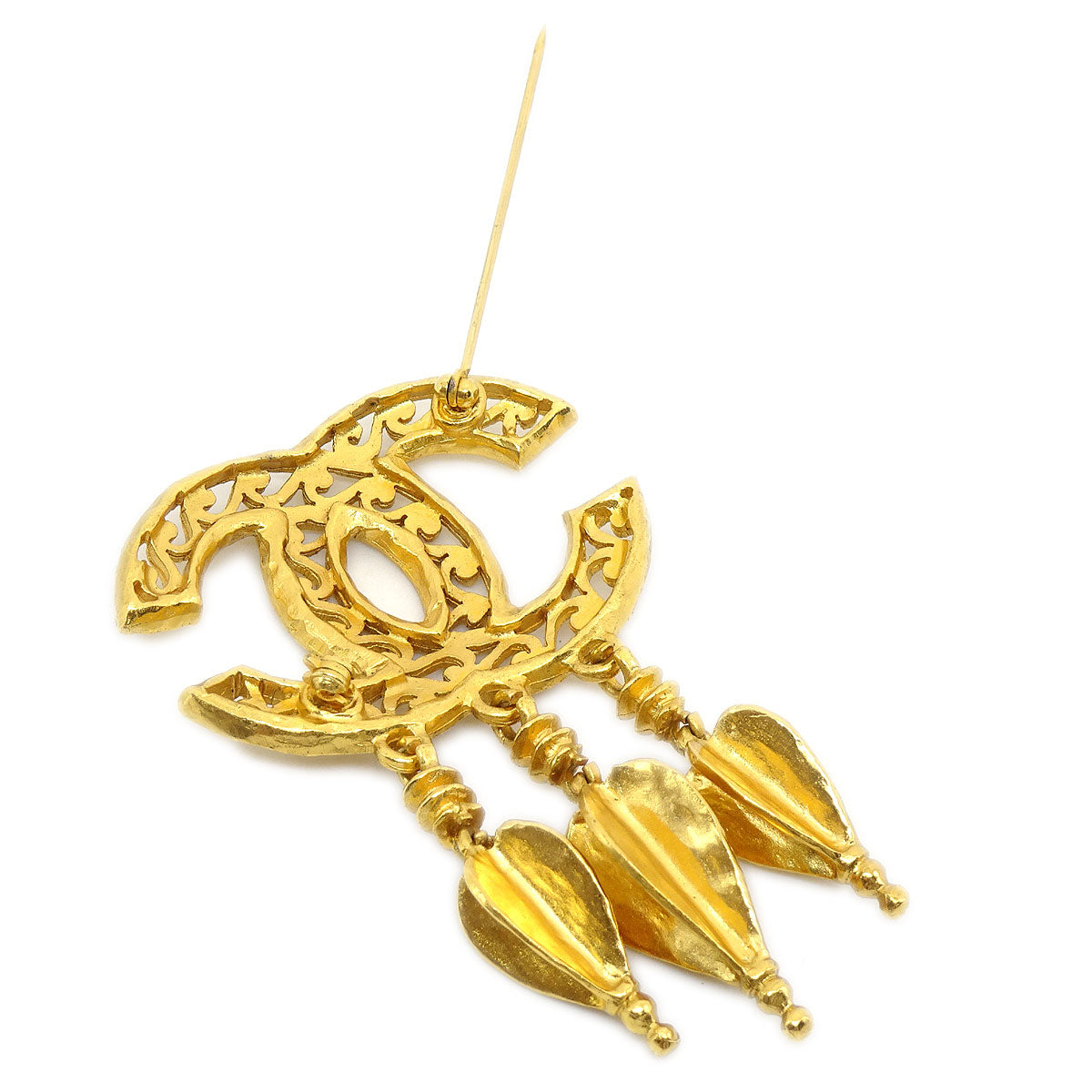 CHANEL 1995 Fringe Brooch Pin Gold 95A AK35522f