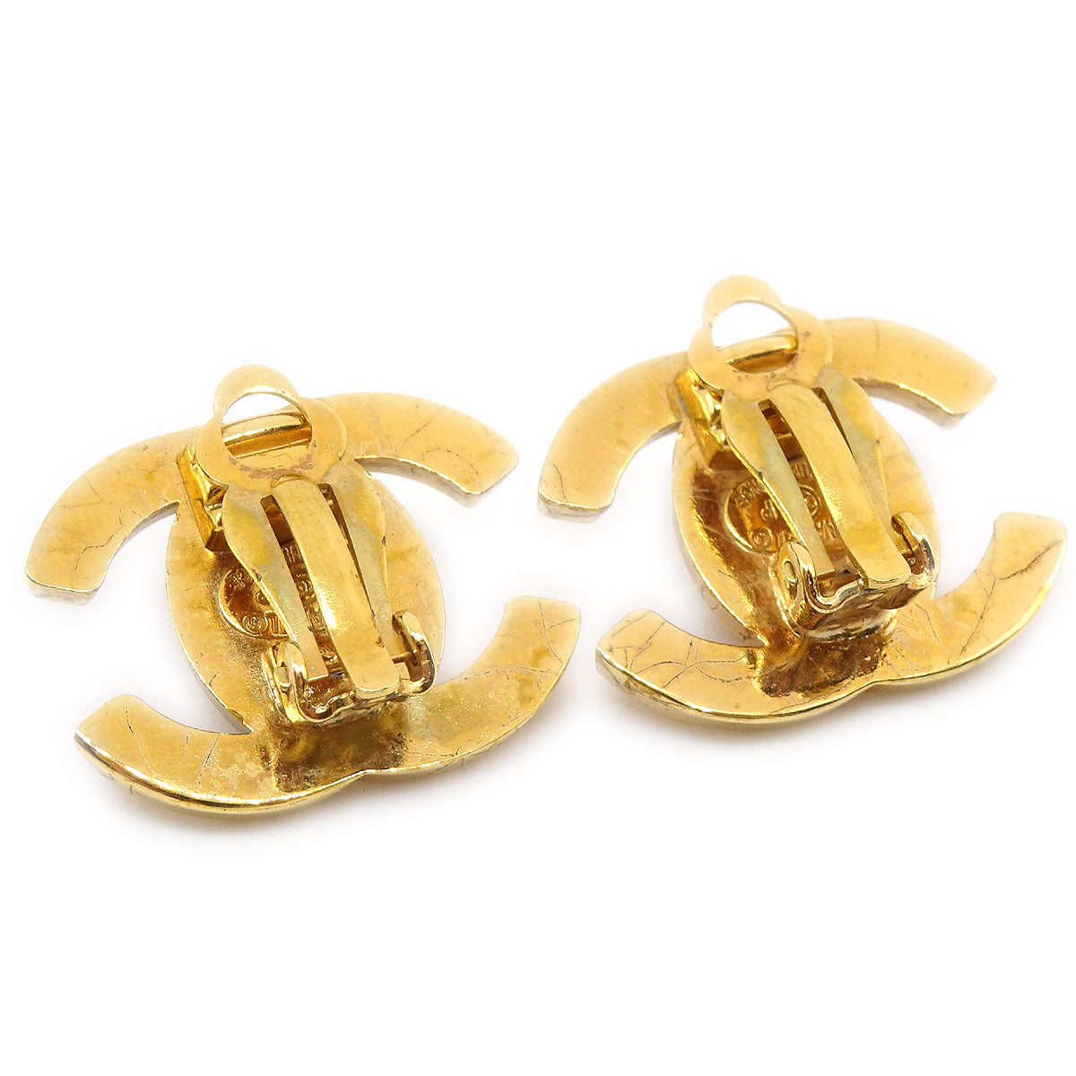 CHANEL Turnlock Earrings Gold Small 96P AK35550h