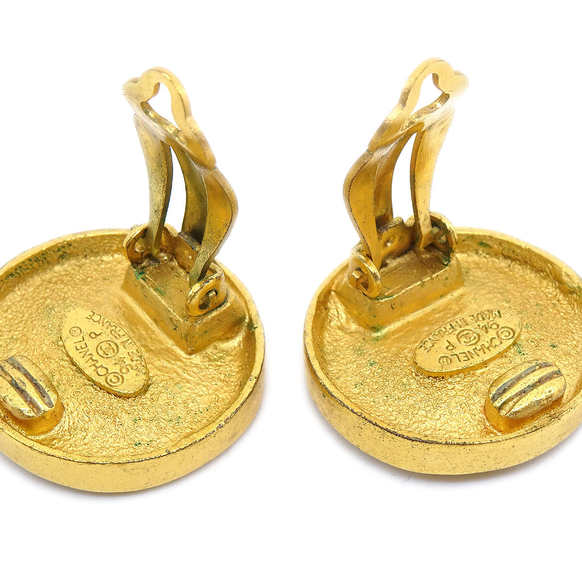 CHANEL 1994 Button Earrings Gold AK35560d