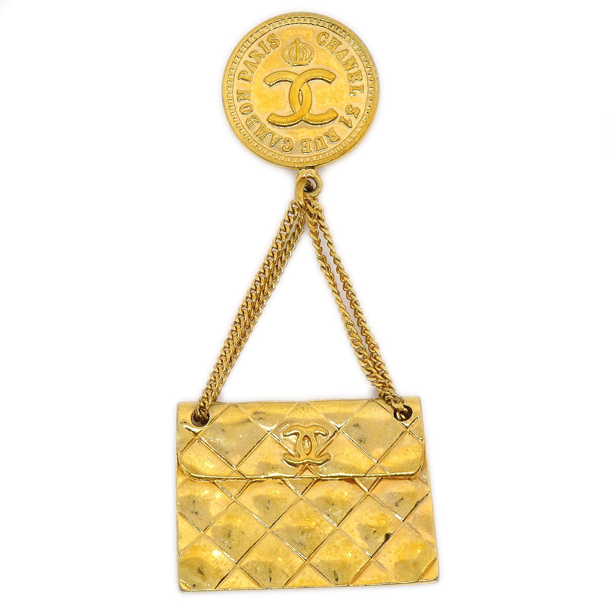 CHANEL 1993 Bag Brooch Pin Gold 93P AK35544b